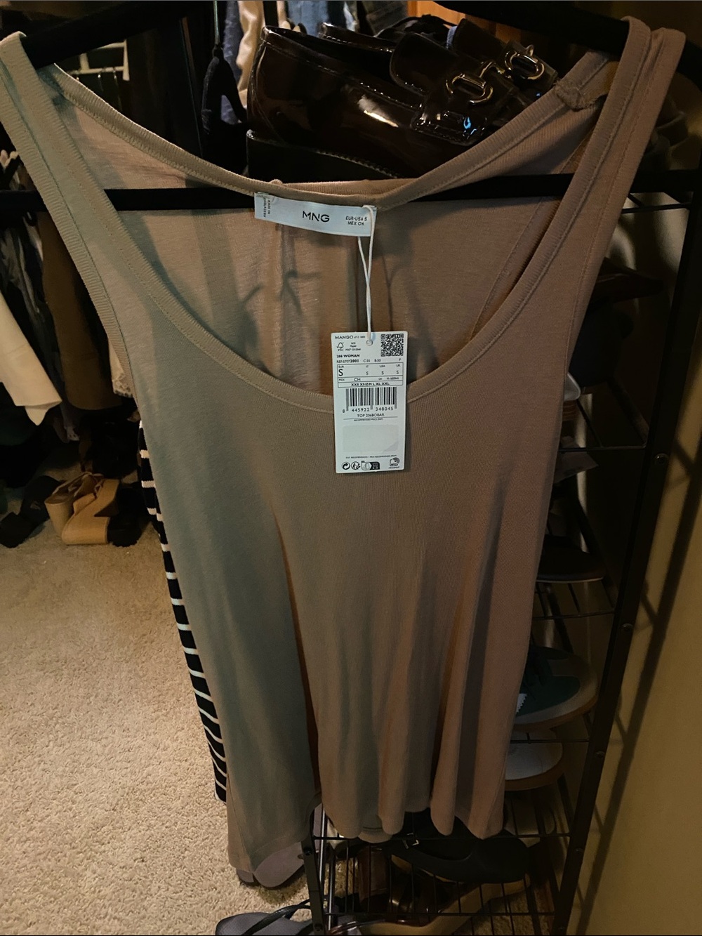 Mango Neutral Taupe Scoop Neck Tank Top